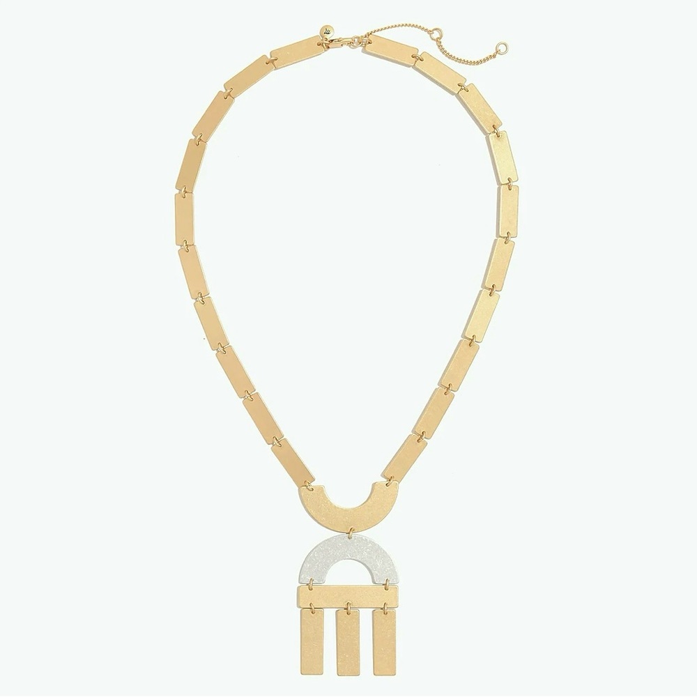 NWT Madewell Flatform Statement Necklace- Gold/ Silver